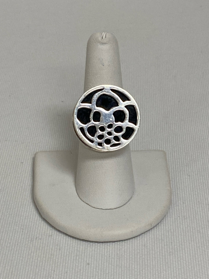 Silver Black Shapes Ring
