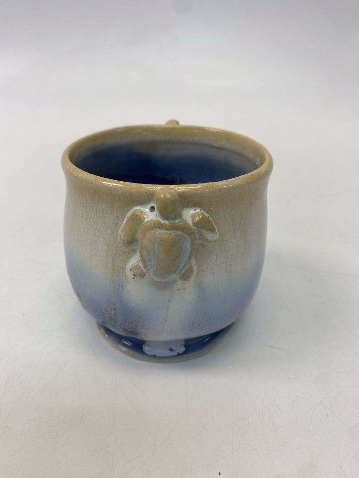 Tan Blue Turtle Pottery