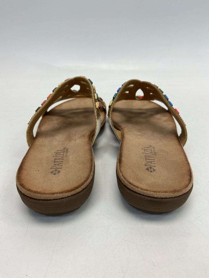 Patrizia  Size 8 Gold Multi-Color Beaded Sandals
