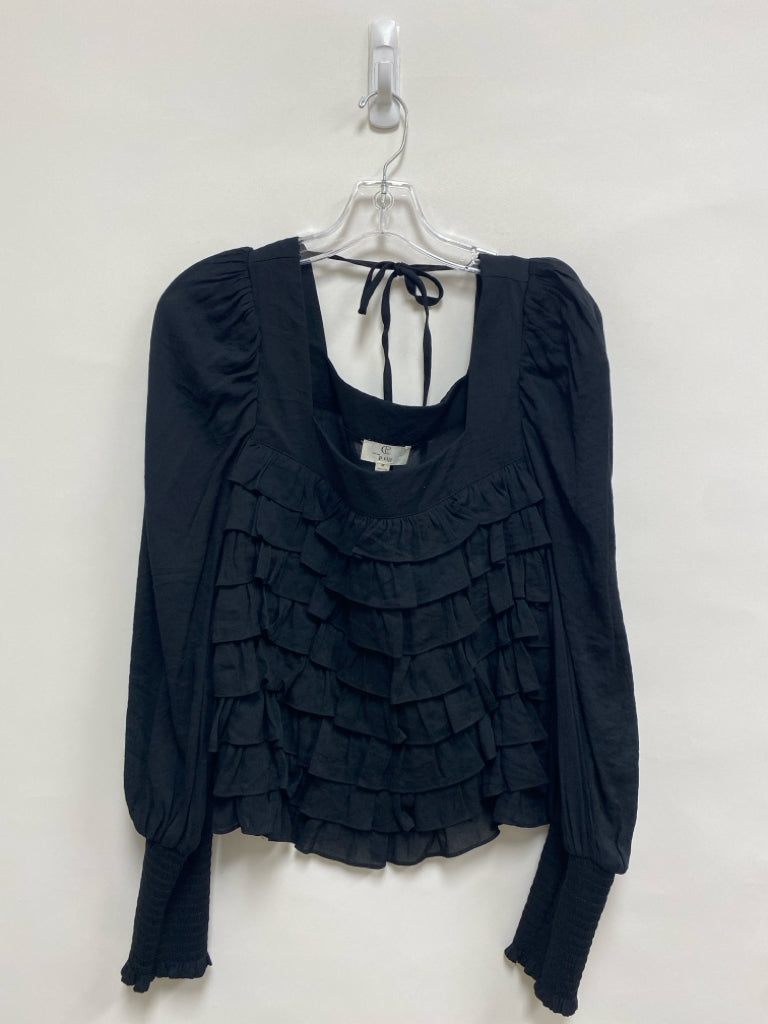 Size M Black Ruffles Long Sleeve Ladies Top