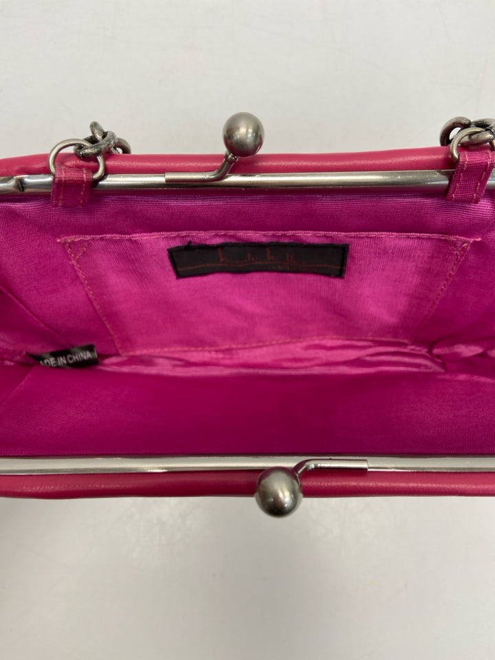 Nicole Miller Tan/Brown Pink Animal Print Chain Handbag