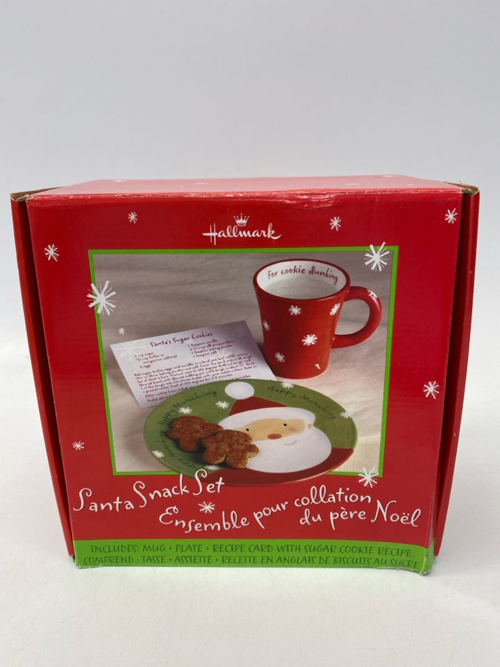 NEW/BOX Hallmark Red/White Green Santa Christmas