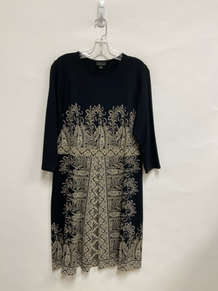 J Jill Size M Black Beige Print 3/4 Sleeve Ladies Dress