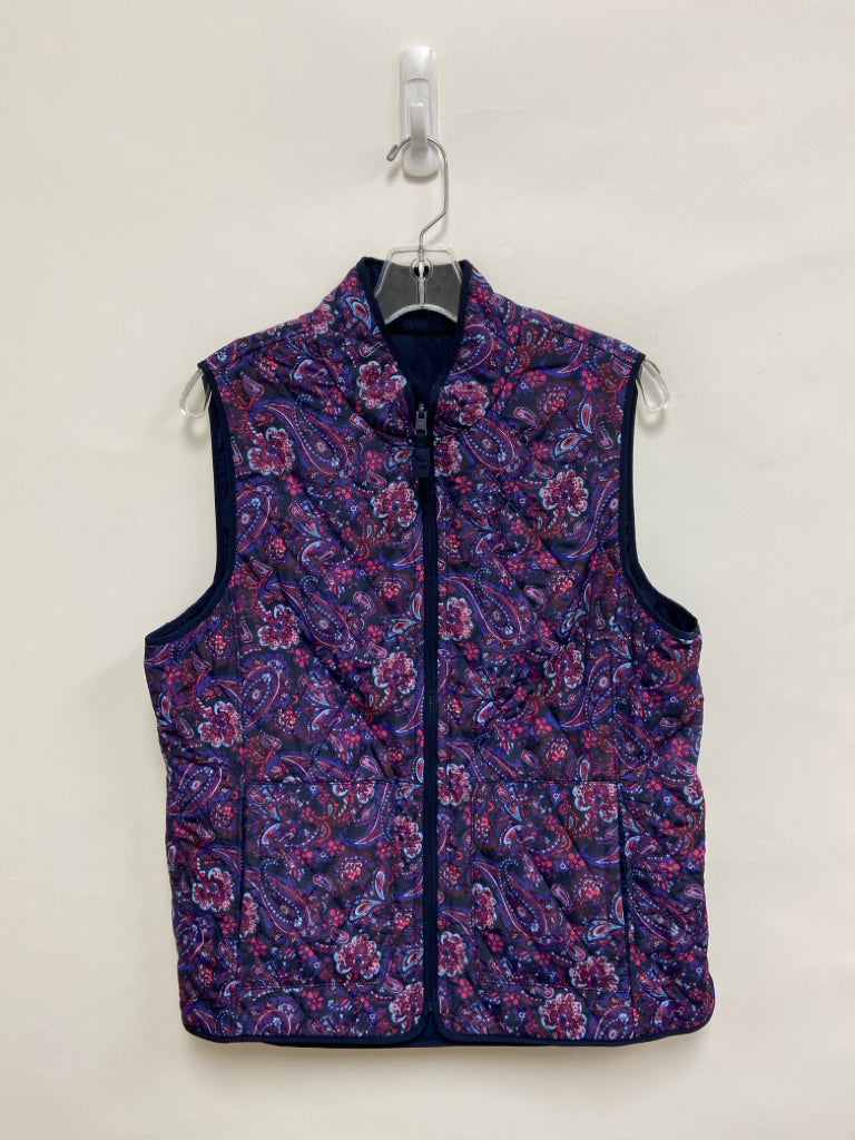 Talbots Size L Dark Navy Pink/Purple Paisley Reversible Ladies Vest