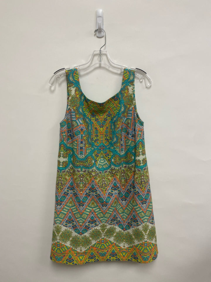 Maeve Size M Aqua/Yellow Coral/White Assorted Print Sleeveless Ladies Dress