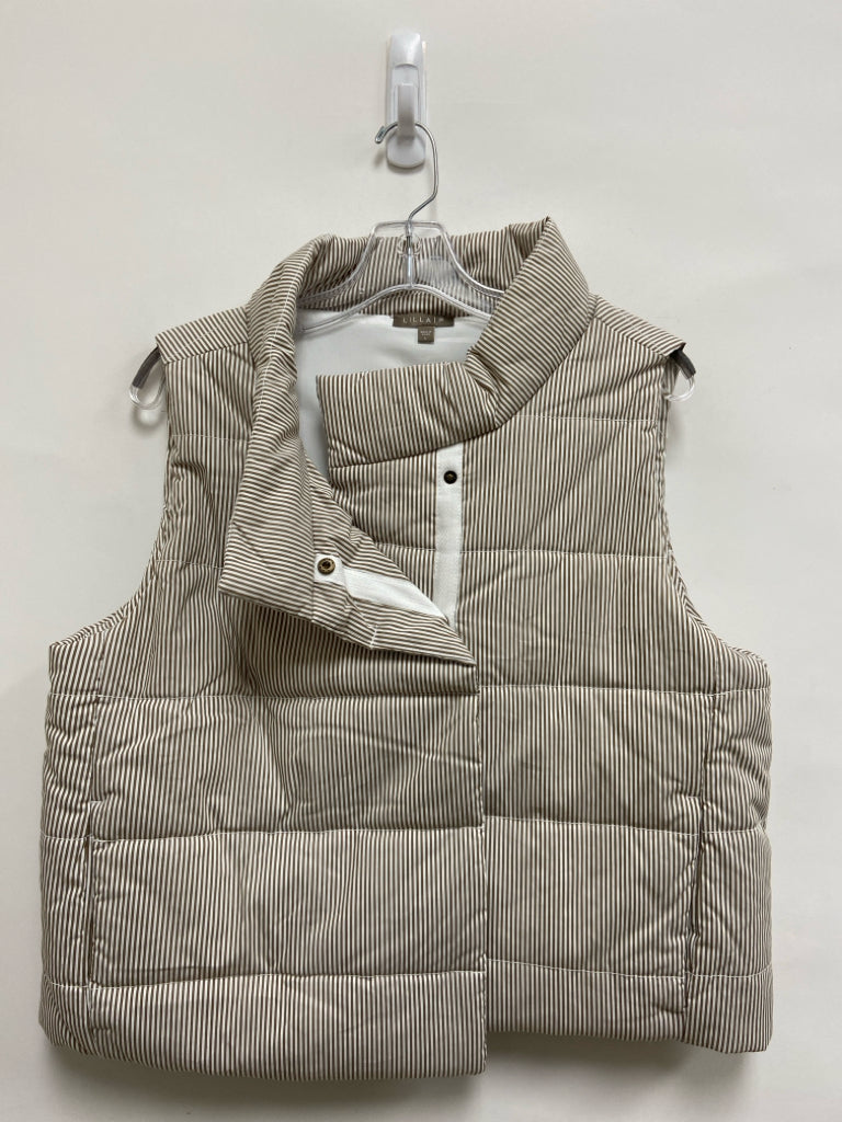 Lilla * P Size L White/Taupe Stripes Puffer Ladies Vest