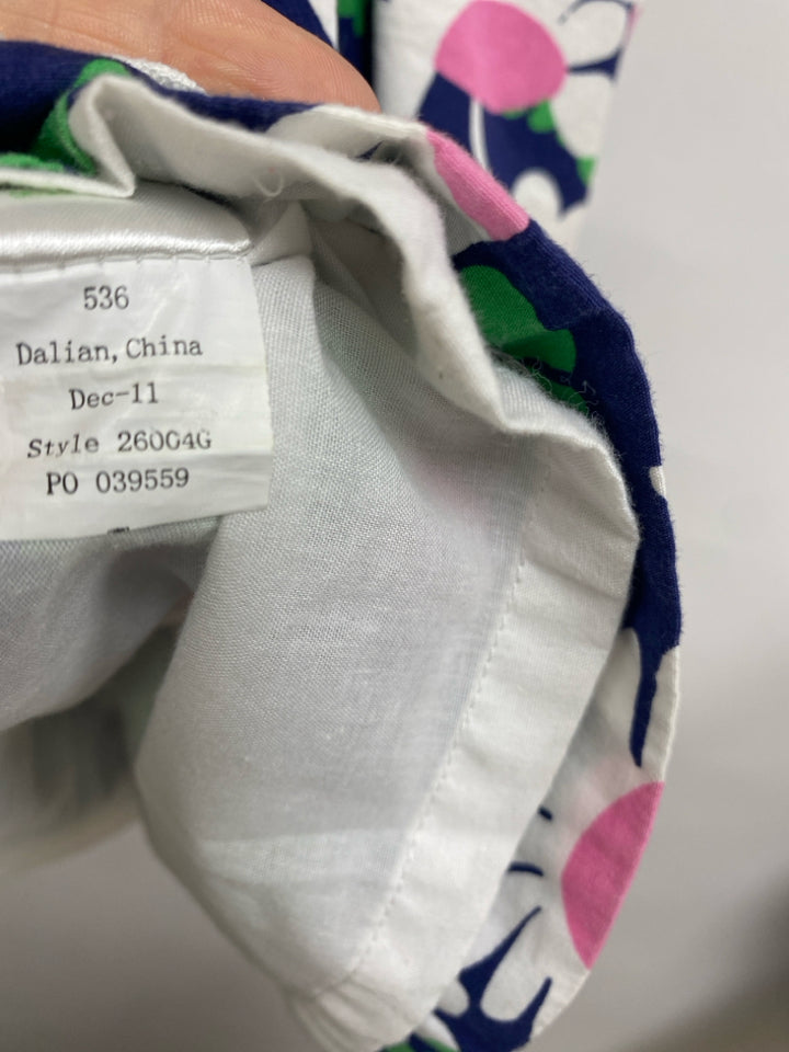 LILLY PULITZER SIZE 10 Navy Green/White Flowers Sleeveless Girl&