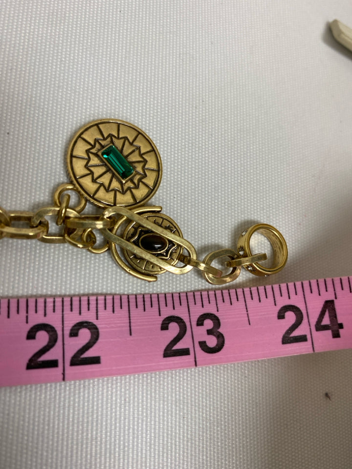 Mignonne Gavigan Gold Color Green/Lavender Jeweled Necklace