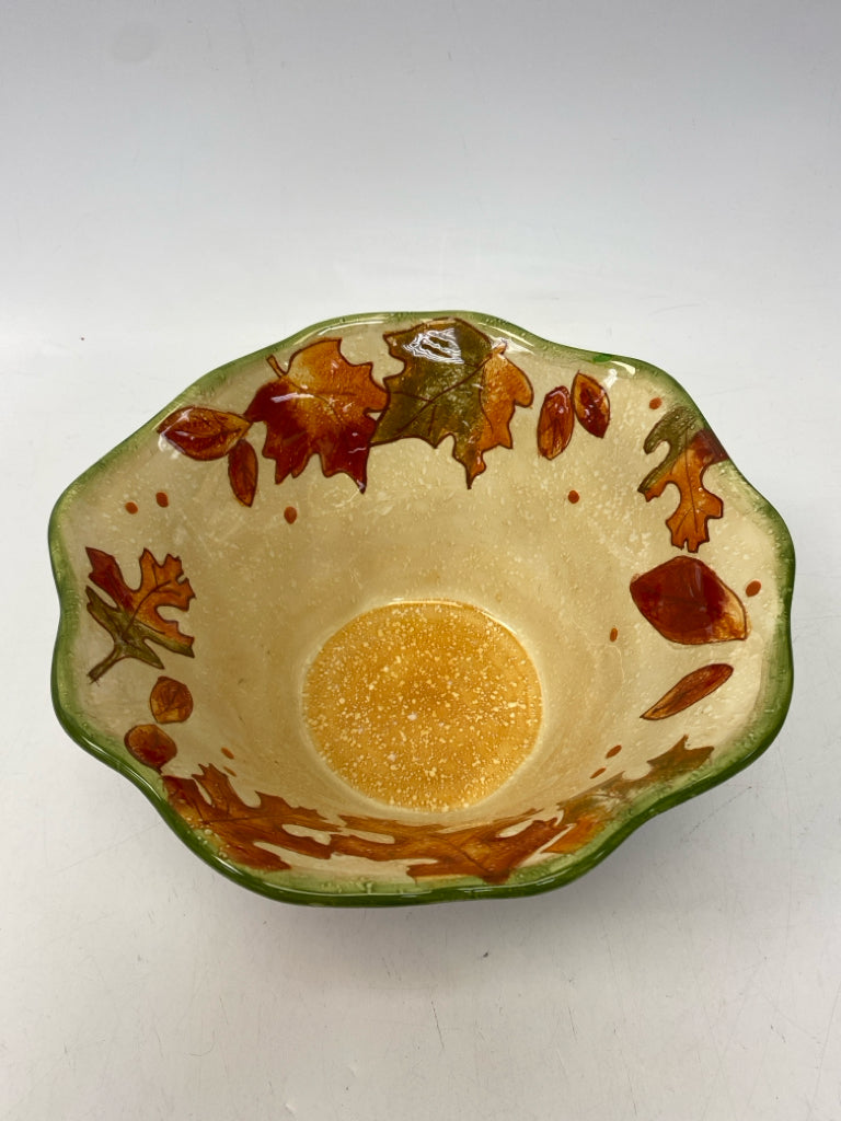 Tan Orange/Multi Leaves Ceramic Fall