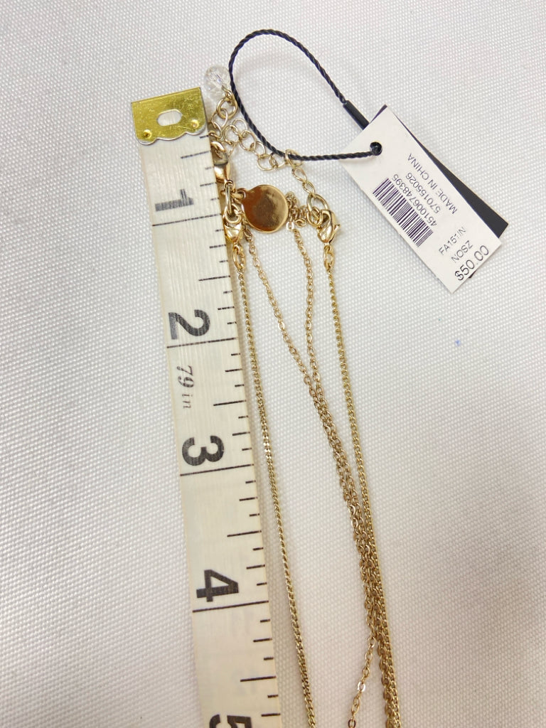 NWT Wht House/Blk Mkt Gold Color Teal Green Shapes Necklace
