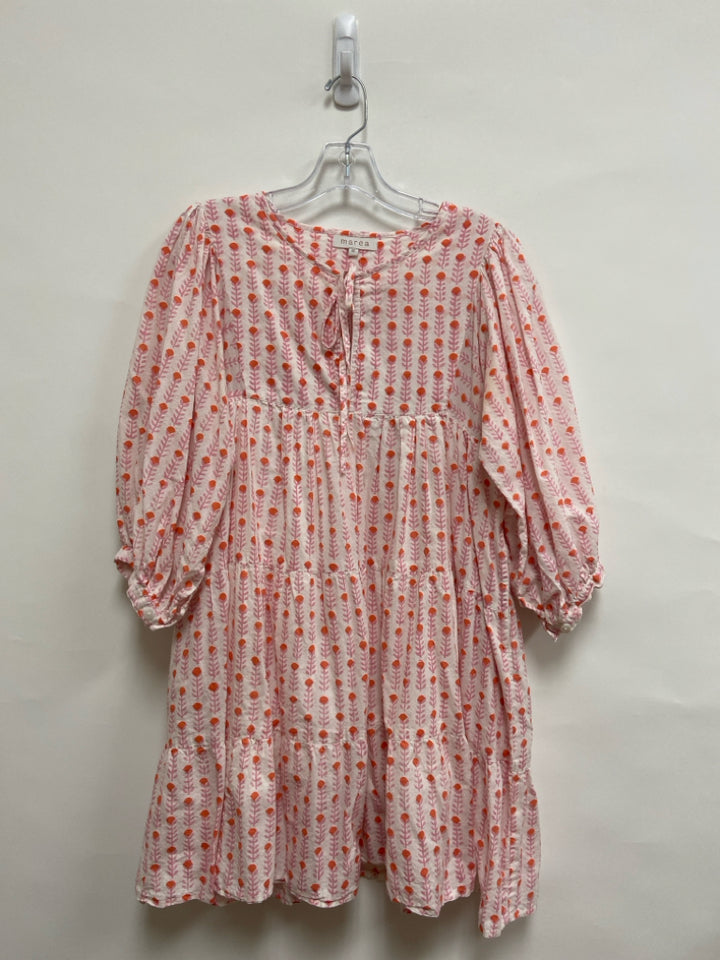 Size XS White Pink/Orange Flowers Ladies Dress
