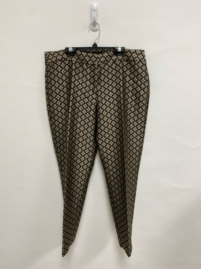Talbots Size 12P Black Gold Print Petite Pants