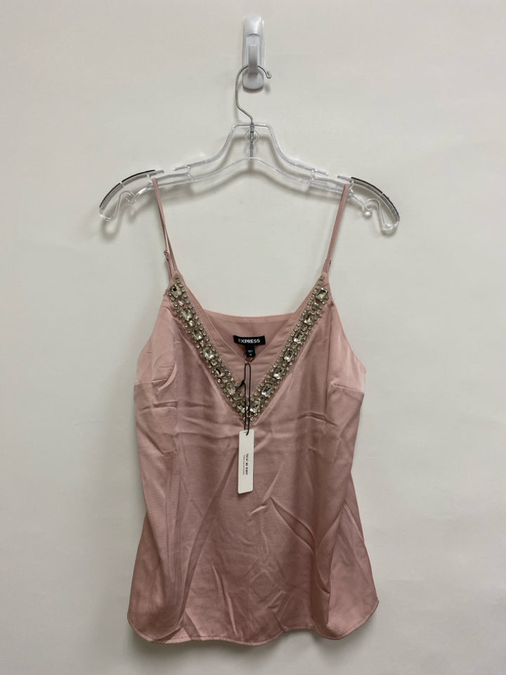 NWT Express Size M Pink Rhinestone Tank Ladies Top