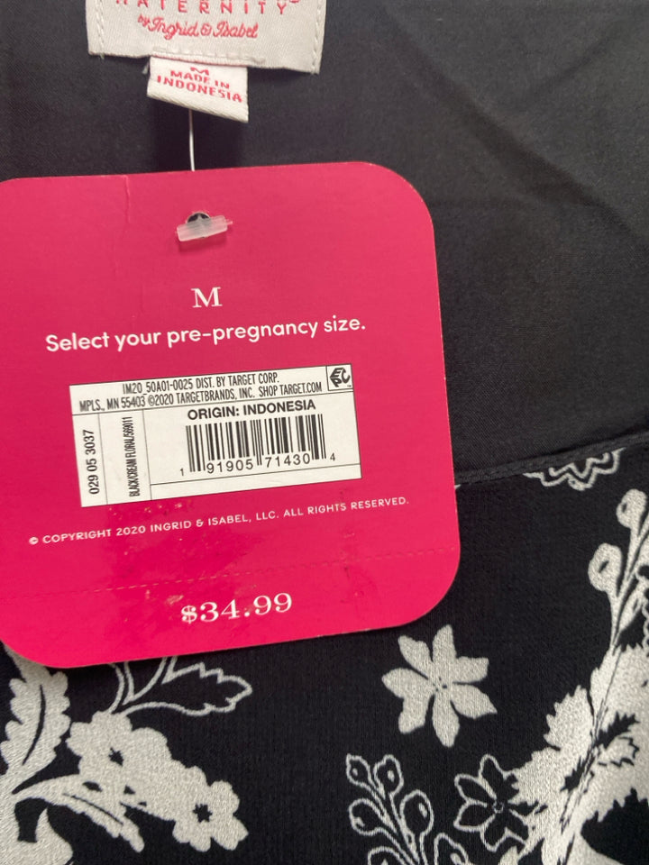 NWT isabel maternity Size M Black White Flowers Maternity Dress