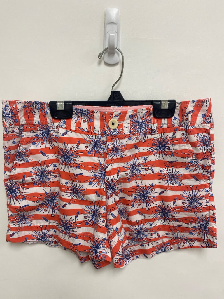 LILLY PULITZER Size 4 Coral White/Blue Fireworks Ladies Shorts