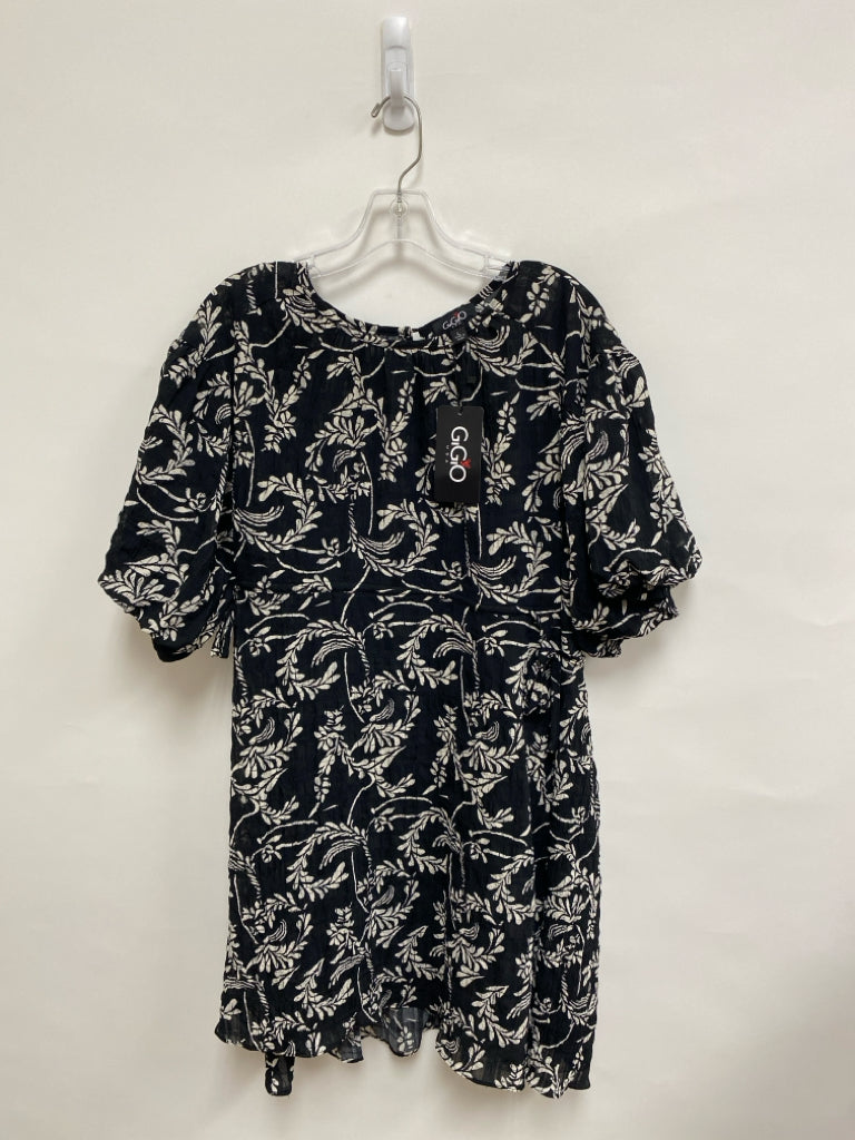 NWT GiGiO Size L Black White Leaves Ladies Dress