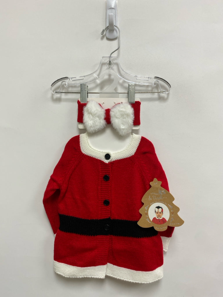 NWT SIZE 6-12M Red/White Santa Knit Girl&