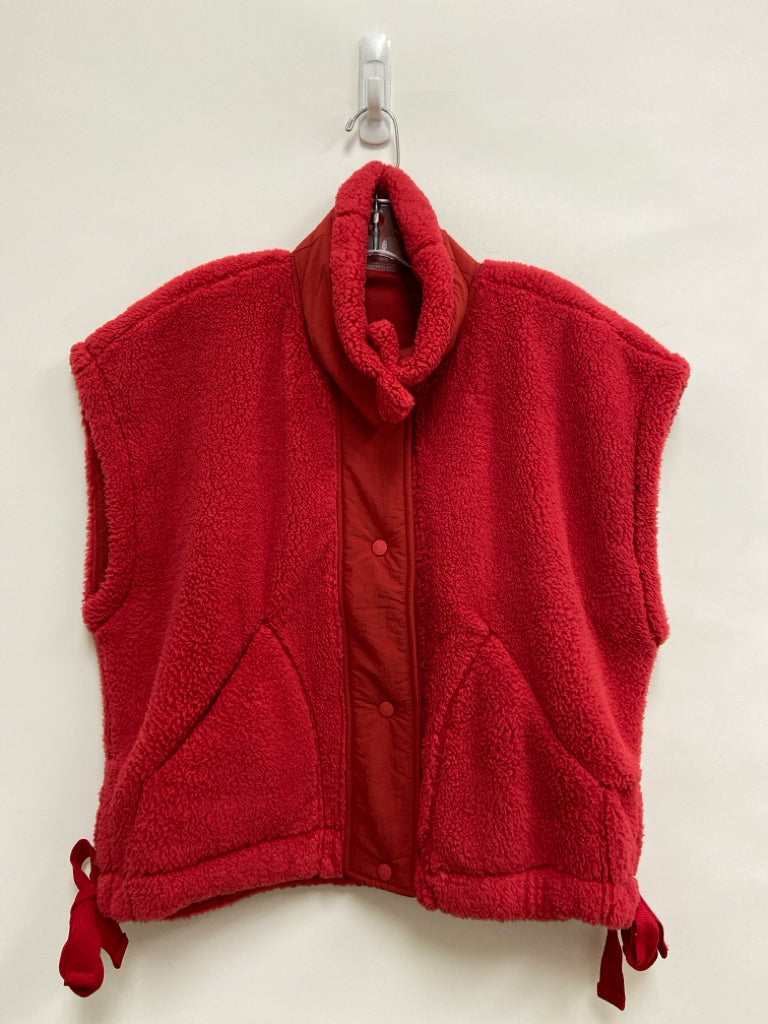 Free People Size XS Red Button Up Sherpa Ladies Vest