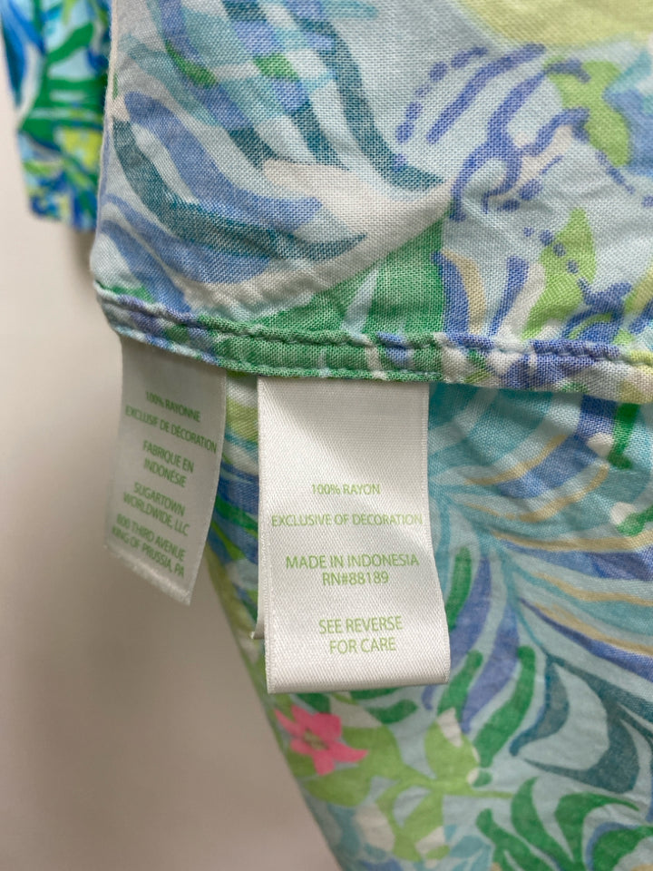 LILLY PULITZER Size S Green Blue/Pink Lion Ladies Dress