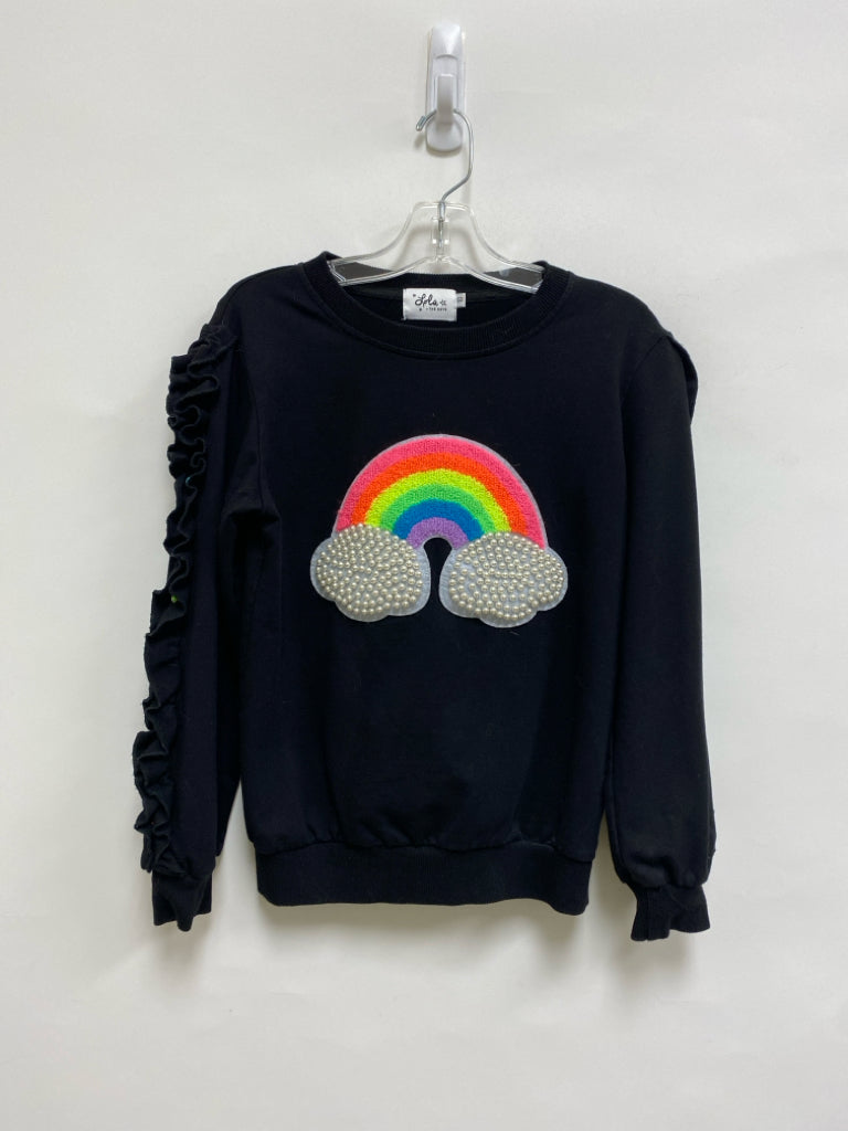 SIZE 10 Black Multi Color Rainbows Girl&