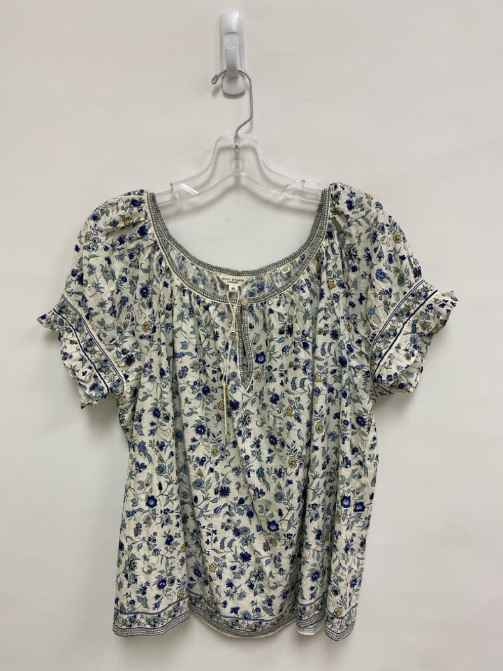 NWT Max Studio Size XL Cream/Navy Seafoam/Yellow Floral Ladies Top