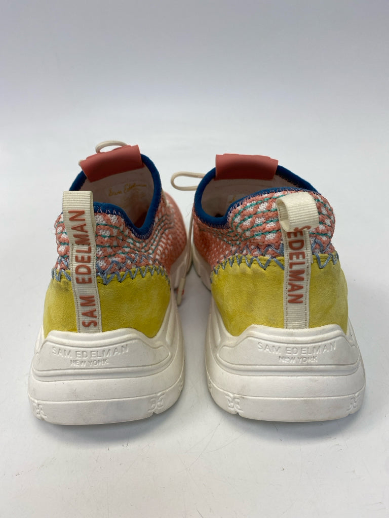 Sam Edelman  Size 7.5 Pink Blue/Green Stitching Sneakers