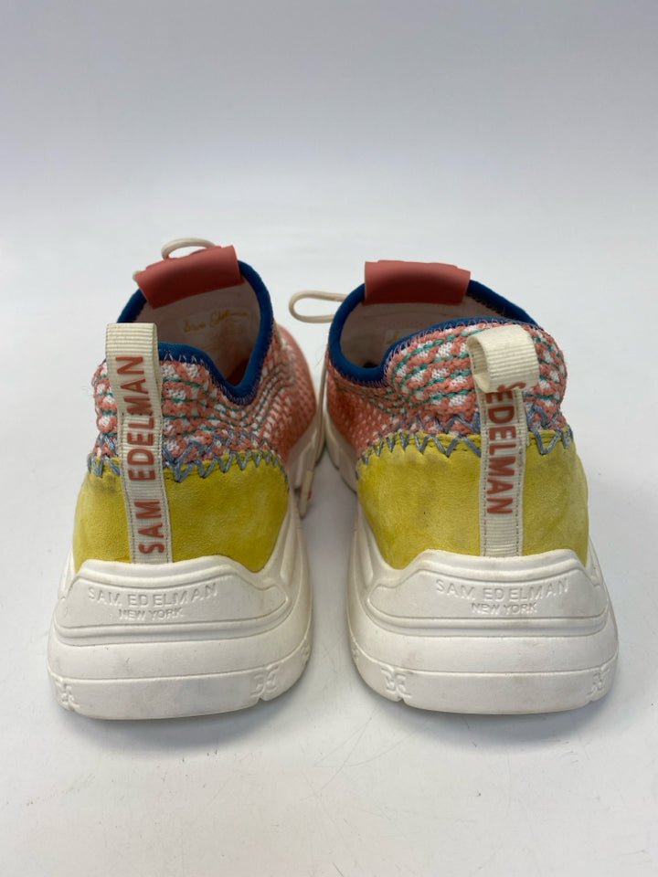 Sam Edelman  Size 7.5 Pink Blue/Green Stitching Sneakers