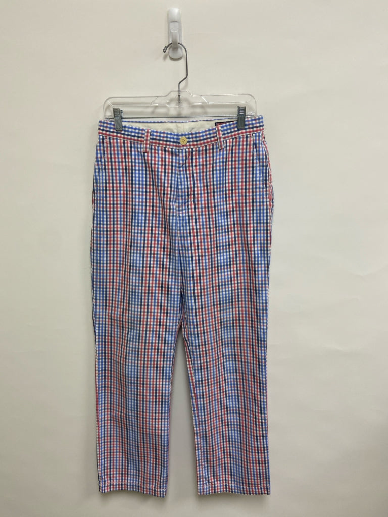 Vineyard Vines Size 30 White/Red Navy/Blue Checkered Men&