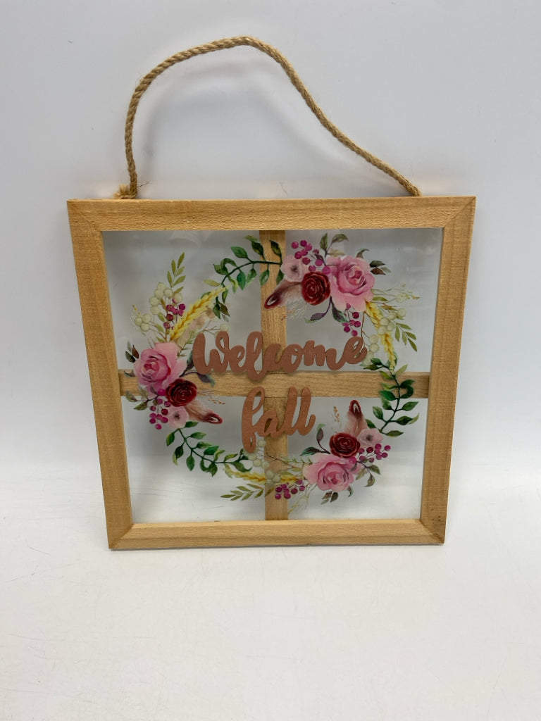 Clear Multi Color Flowers Wood/Glass Fall