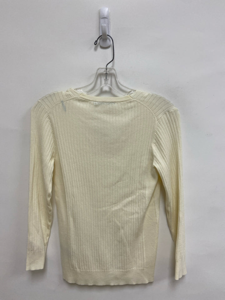 NWT J McLaughlin Size S Cream Ribbed V Neck Ladies Sweater