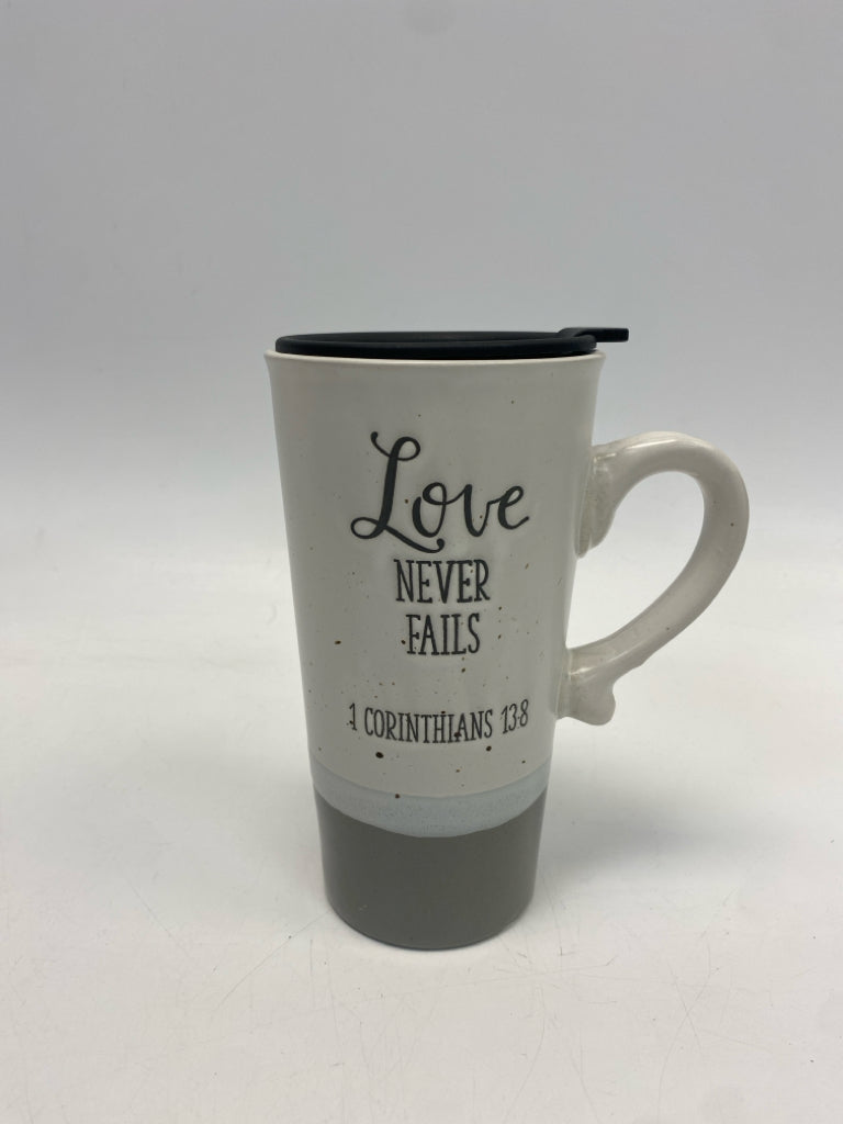 White Gray Words Ceramic Coffee Mug