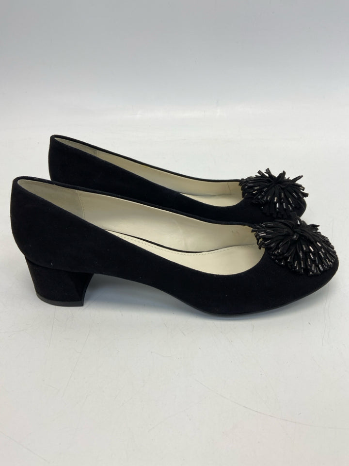 Anne Klein  Size 8 Black Pom Pom Heels