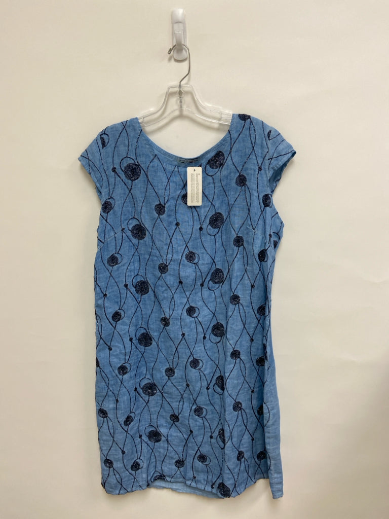 NWT  SIZE  2X Light Blue Navy Embroidered Linen Plus Size Dress