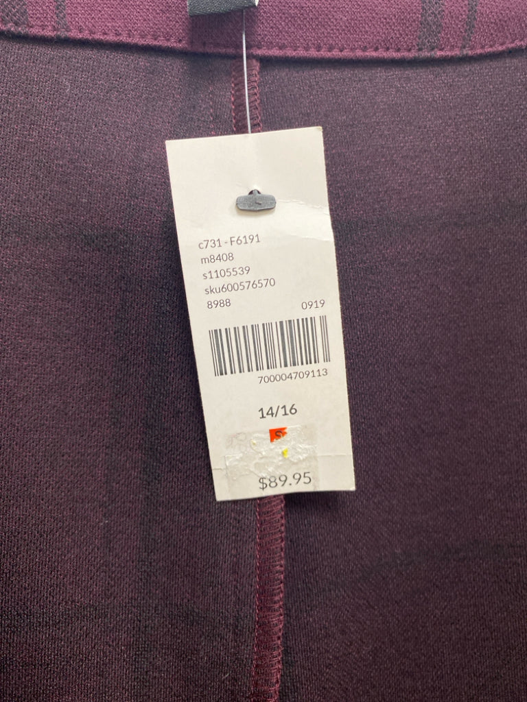NWT Lane Bryant  SIZE  14/16 Burgundy/Black Plaid Drape Plus Size Jacket