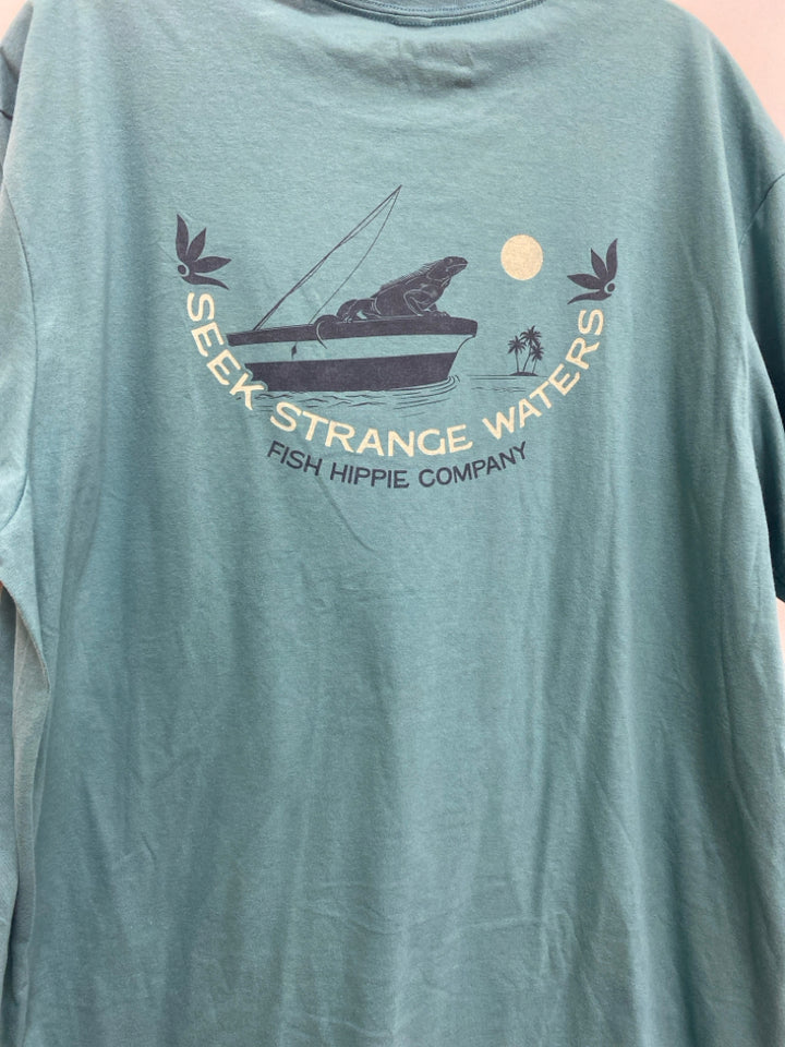 NWT Fish Hippie Size XL Dark Aqua Navy/Cream Logo Men&