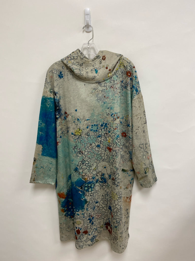 3 Potato Size XS Gray/Blue Orange/Multi Abstract Hooded Ladies Dress