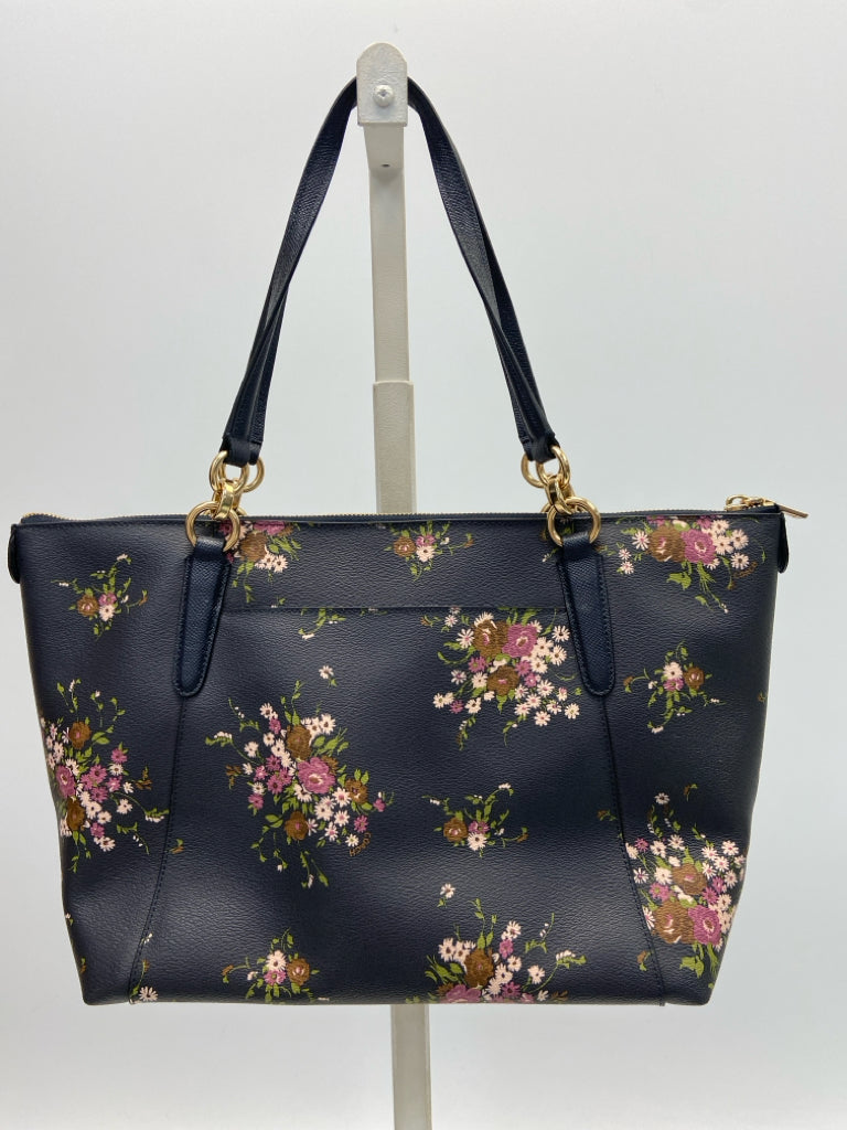 Coach Dark Navy Pink/Green Flower(s) Ava Tote 28965