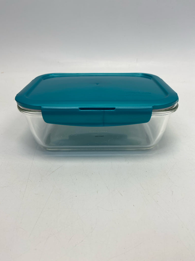 Lock &amp; Lock Turquoise Clear Glass Storage Container