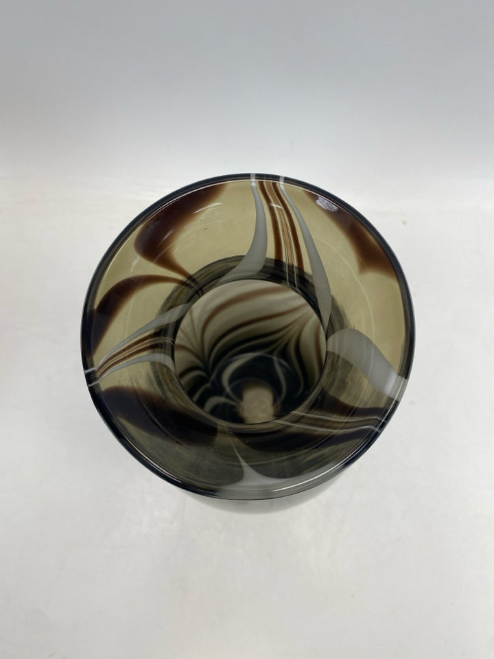 Brown Frosted Swirl Glass Vase