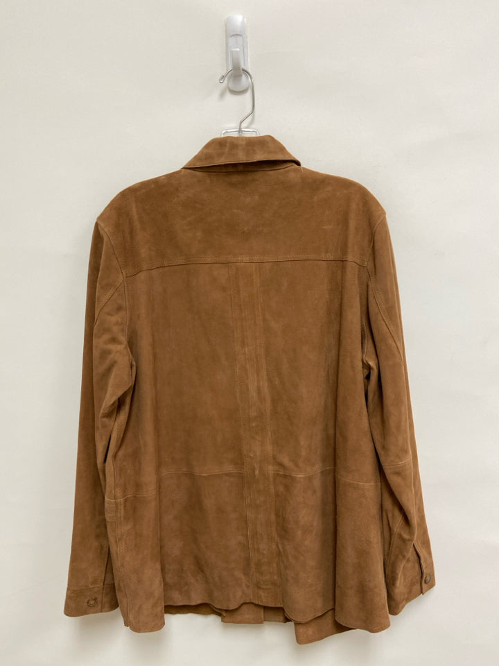 NWT SEZANE Size L Camel Button Up Suede Ladies Jacket