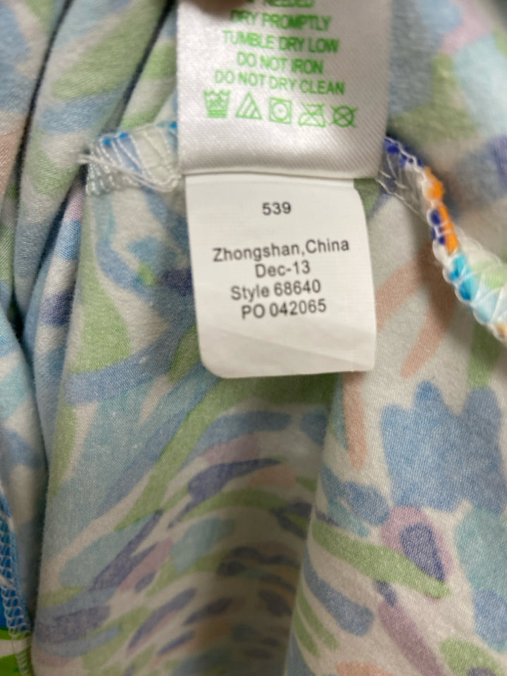 LILLY PULITZER Size L Turquoise White/Green Sleeveless Ladies Dress