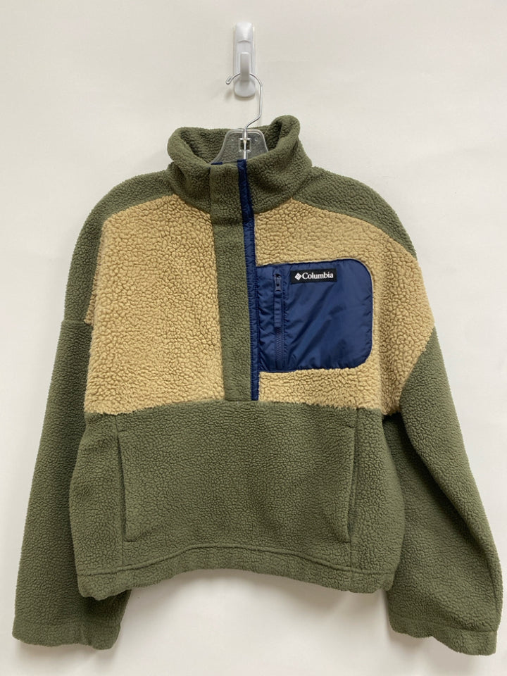 Columbia Size M Olive Green Beige Fleece Ladies Pullover