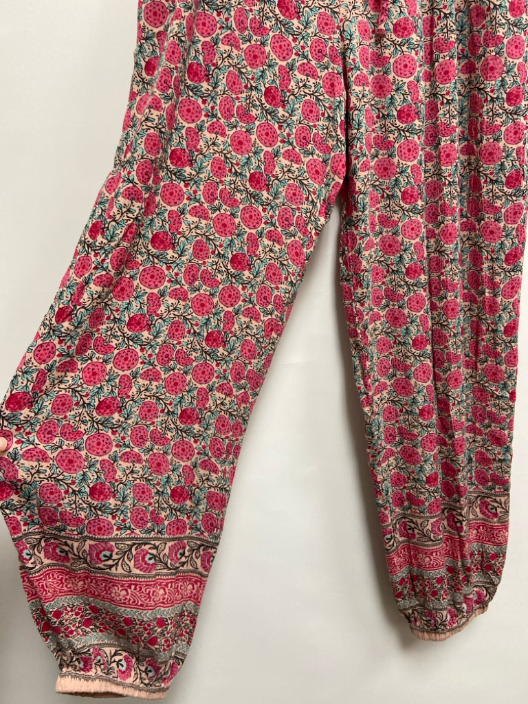 Natural Life Size M Pink Green Floral Ladies Pants