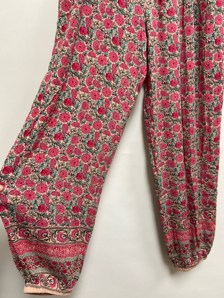 Natural Life Size M Pink Green Floral Ladies Pants