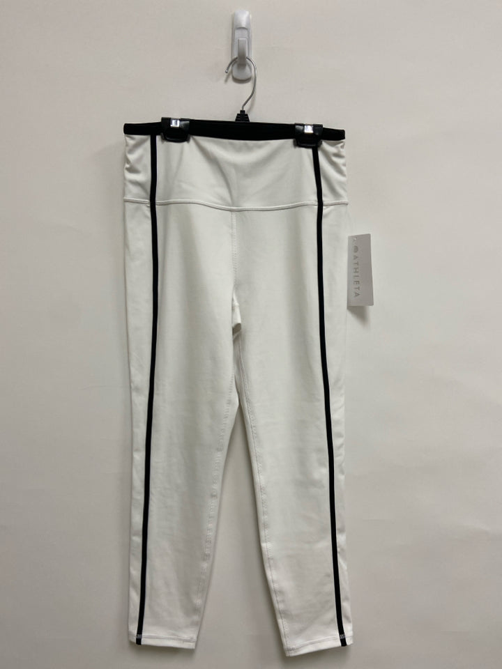 NWT Athleta Size M White Black Trimmed Athletic Leggings