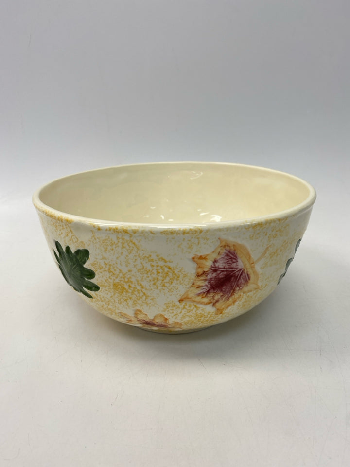 Cream Green/Multi Leaves Ceramic Fall