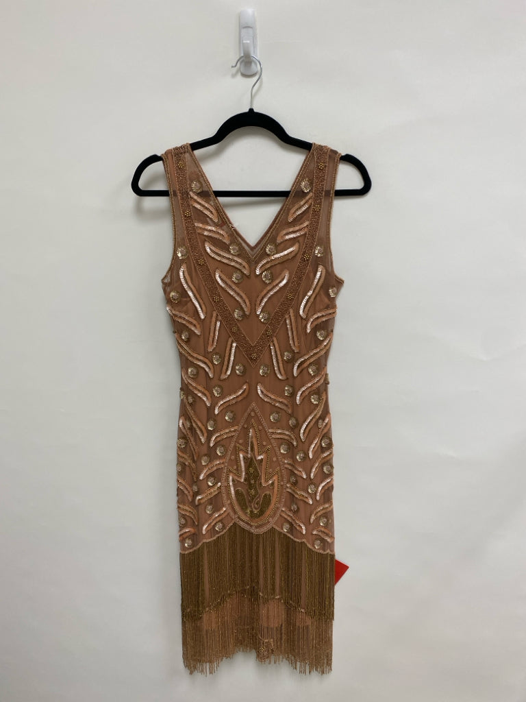 NWT Size 8 Pink Gold Color Flowers Beaded Ladies Dress