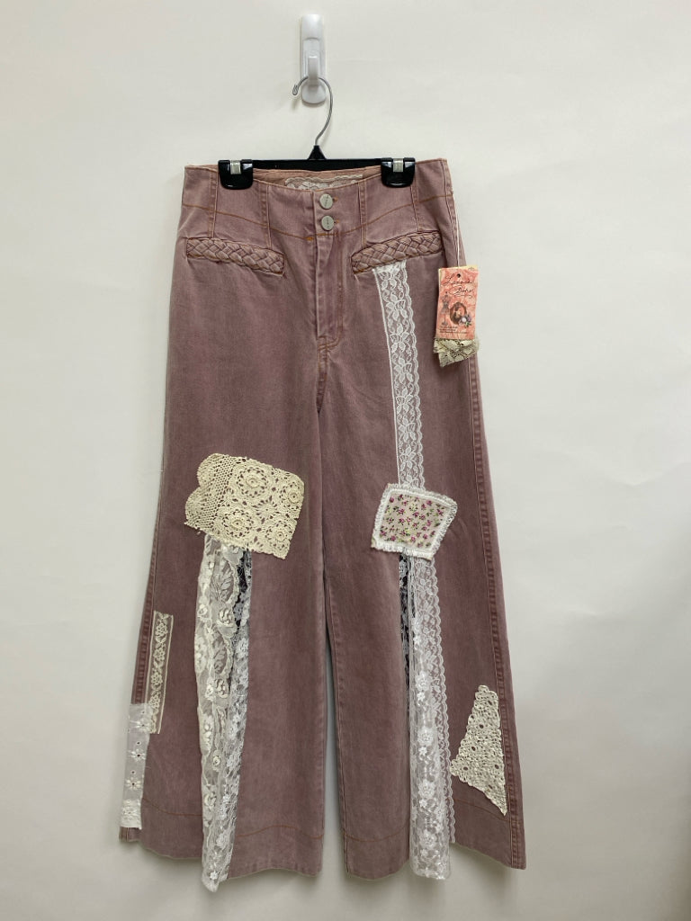 NWT Size S Mauve Cream/White Patchwork Lace Ladies Pants