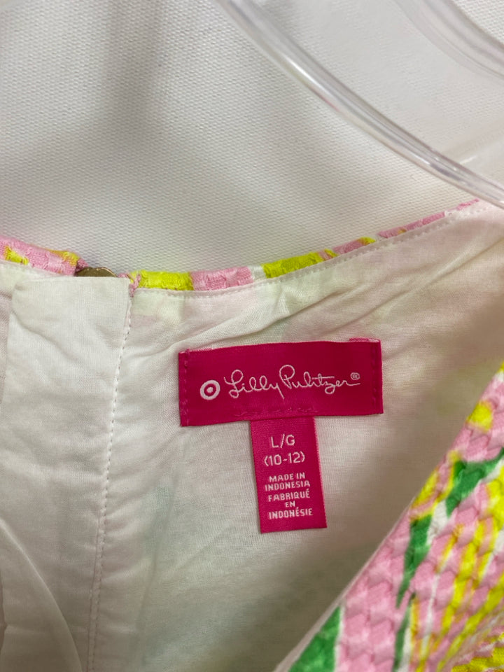 LILLY PULITZER SIZE 10/12 Pink/Yellow Green/White Sleeveless Girl&