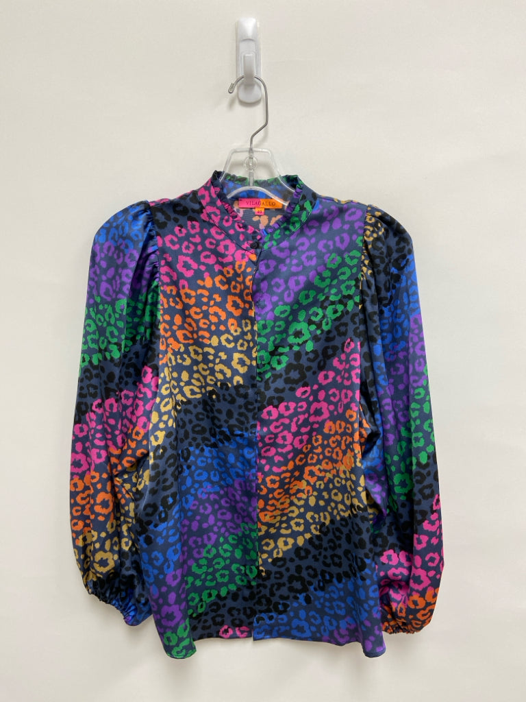 VILAGALLO Size 40 Multi Color Animal Print Ladies Top